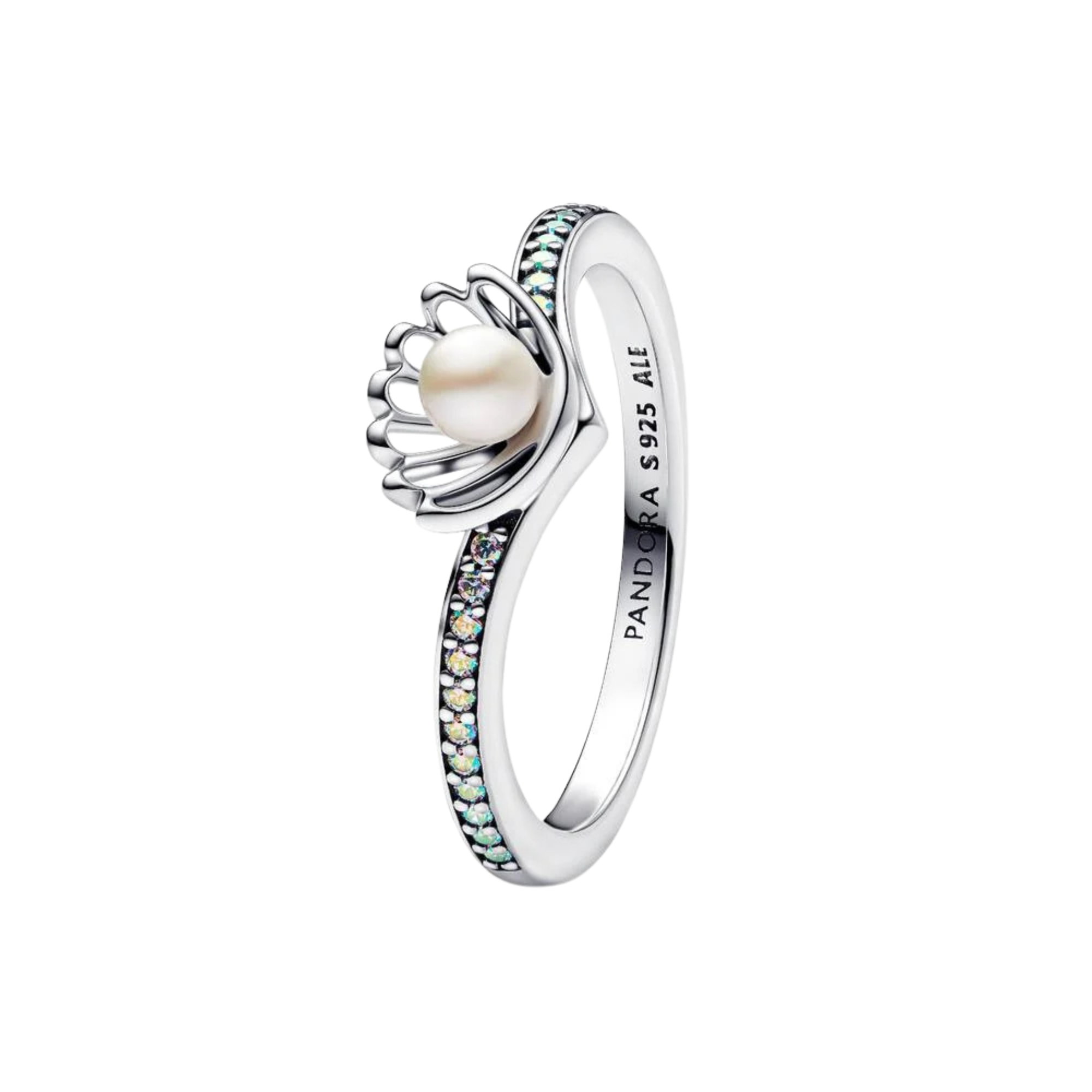 Anillo Pandora Perla Cultivada de Agua Dulce Tratada Concha Princesa Ariel - Bijuvera