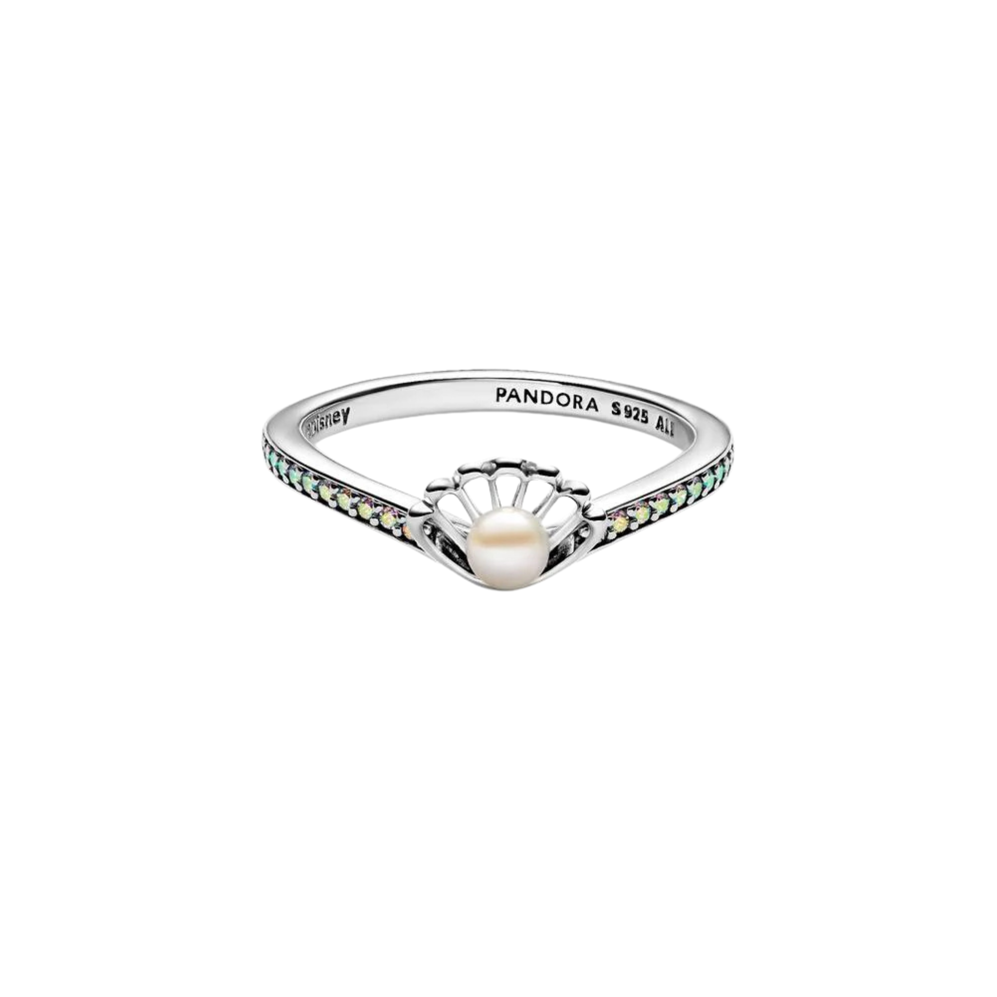 Anillo Pandora Perla Cultivada de Agua Dulce Tratada Concha Princesa Ariel - Bijuvera