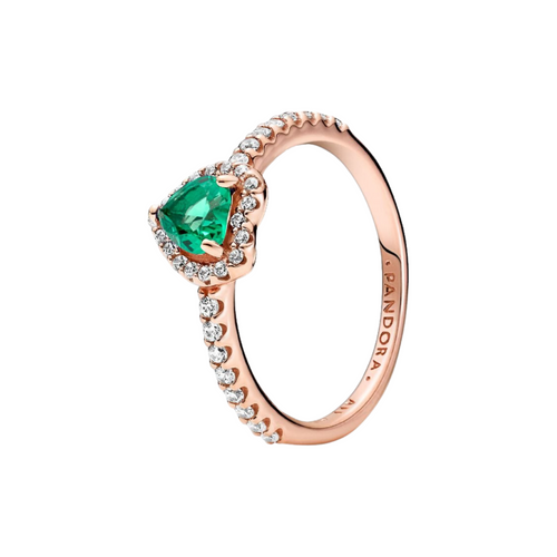 Anillo Corazón Brillante Elevado Verde - Bijuvera