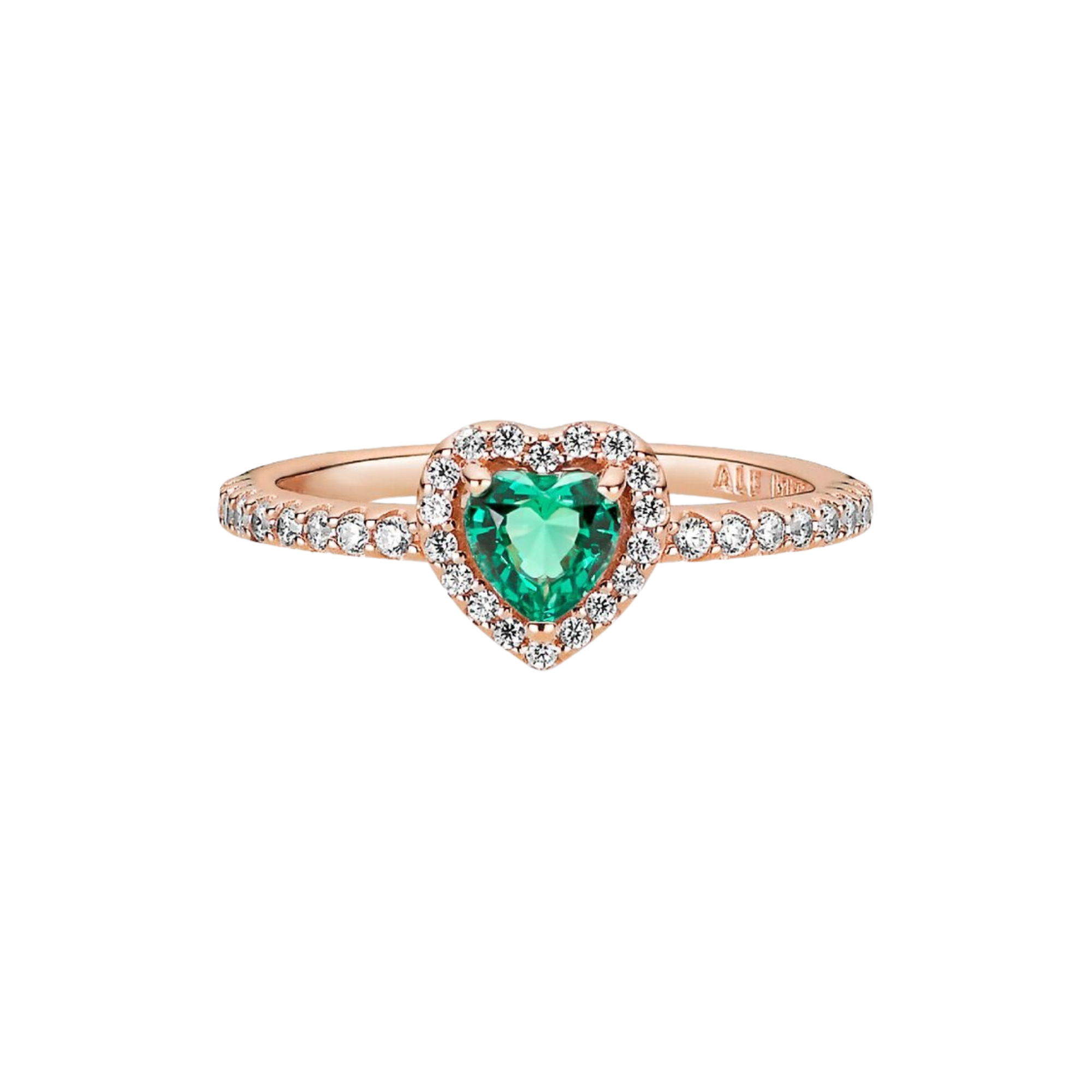 Anillo Corazón Brillante Elevado Verde - Bijuvera