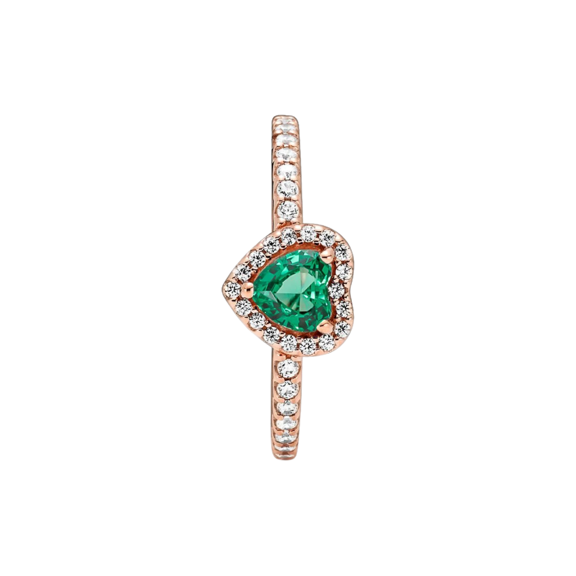 Anillo Corazón Brillante Elevado Verde - Bijuvera