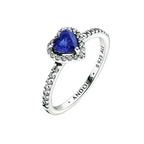 Anillo Corazón en Relieve Azul Brillante - Bijuvera