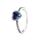 Anillo Corazón en Relieve Azul Brillante - Bijuvera