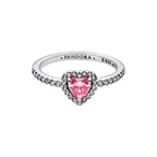 Anillo Corazón en Relieve Rosa Brillante - Bijuvera
