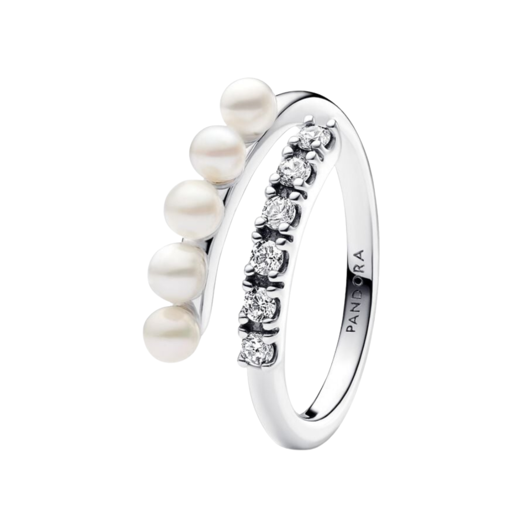 Anillo Pandora Abierto Perlas Cultivadas de Agua Dulce y Pavé - Bijuvera