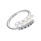 Anillo Pandora Abierto Perlas Cultivadas de Agua Dulce y Pavé - Bijuvera