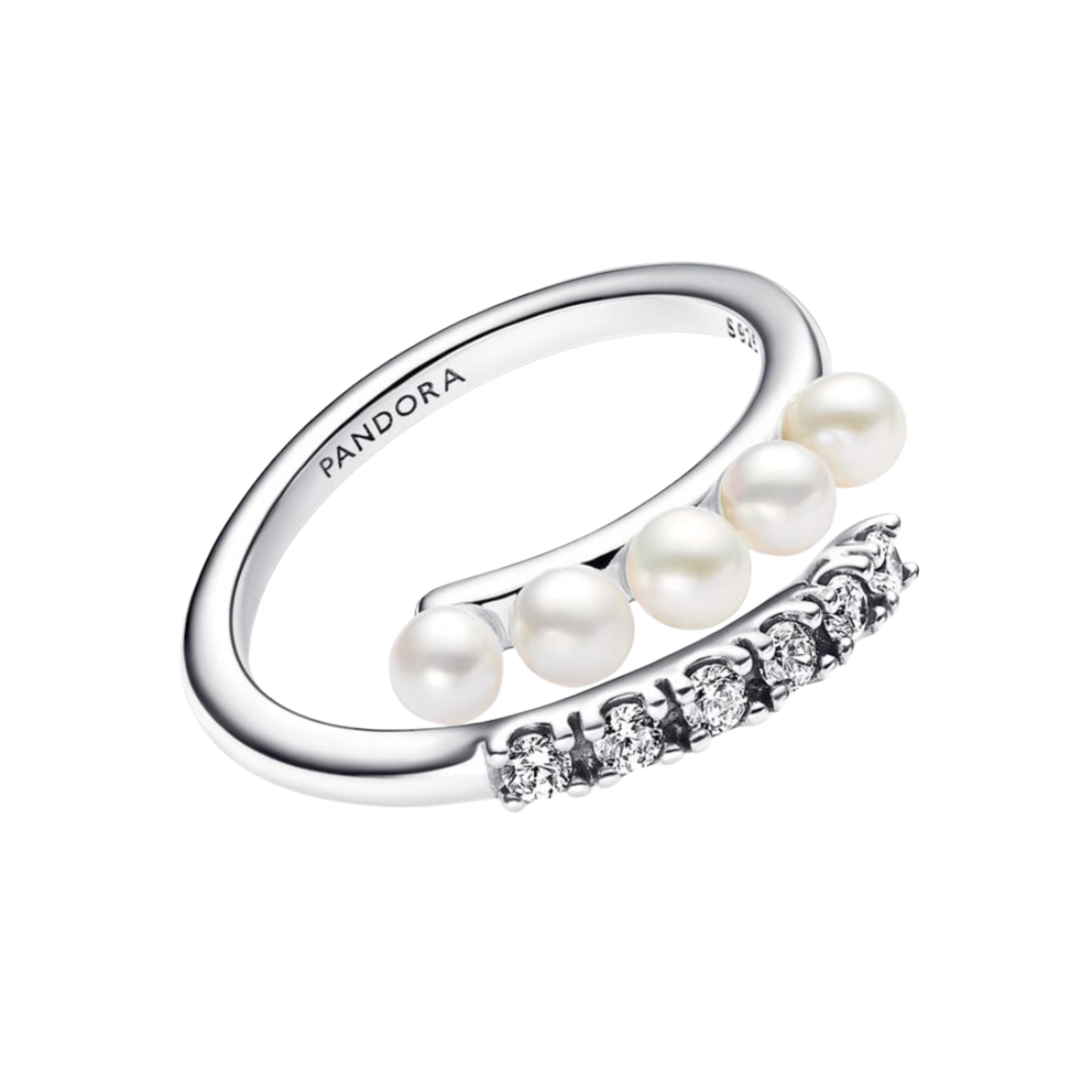Anillo Pandora Abierto Perlas Cultivadas de Agua Dulce y Pavé - Bijuvera