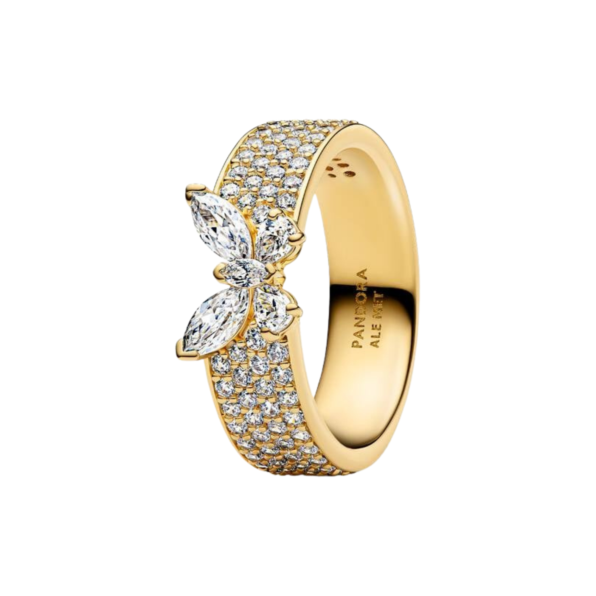 Anillo Pandora Ancho Mariposa Brillante Color Oro - Bijuvera