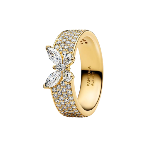 Anillo Pandora Ancho Mariposa Brillante Color Oro - Bijuvera