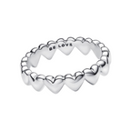 Pandora Ring Hartjes Rij Kleur Zilver - Bijuvera