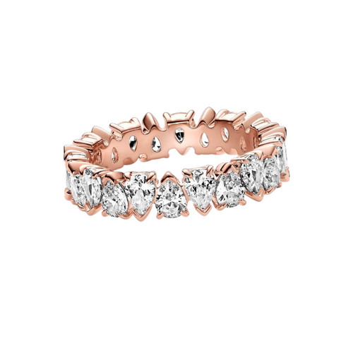 Anillo Pandora Banda Brillante Alterna Color Oro Rosa- Bijuvera