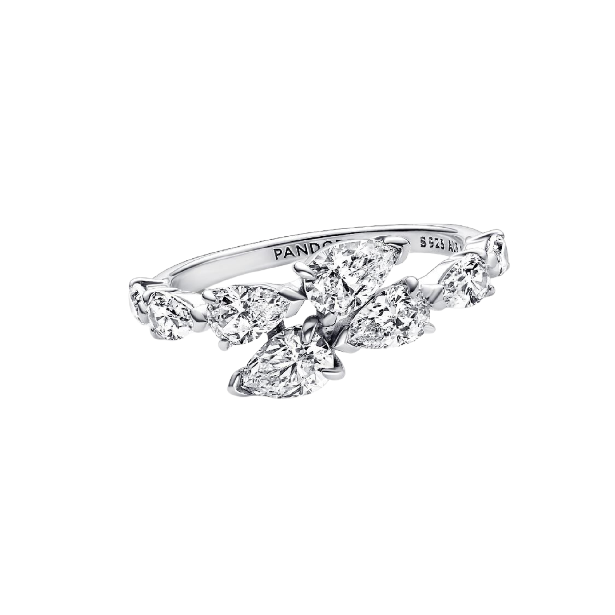 Anillo Pandora Banda Brillante Superpuesta  Color Plata - Bijuvera