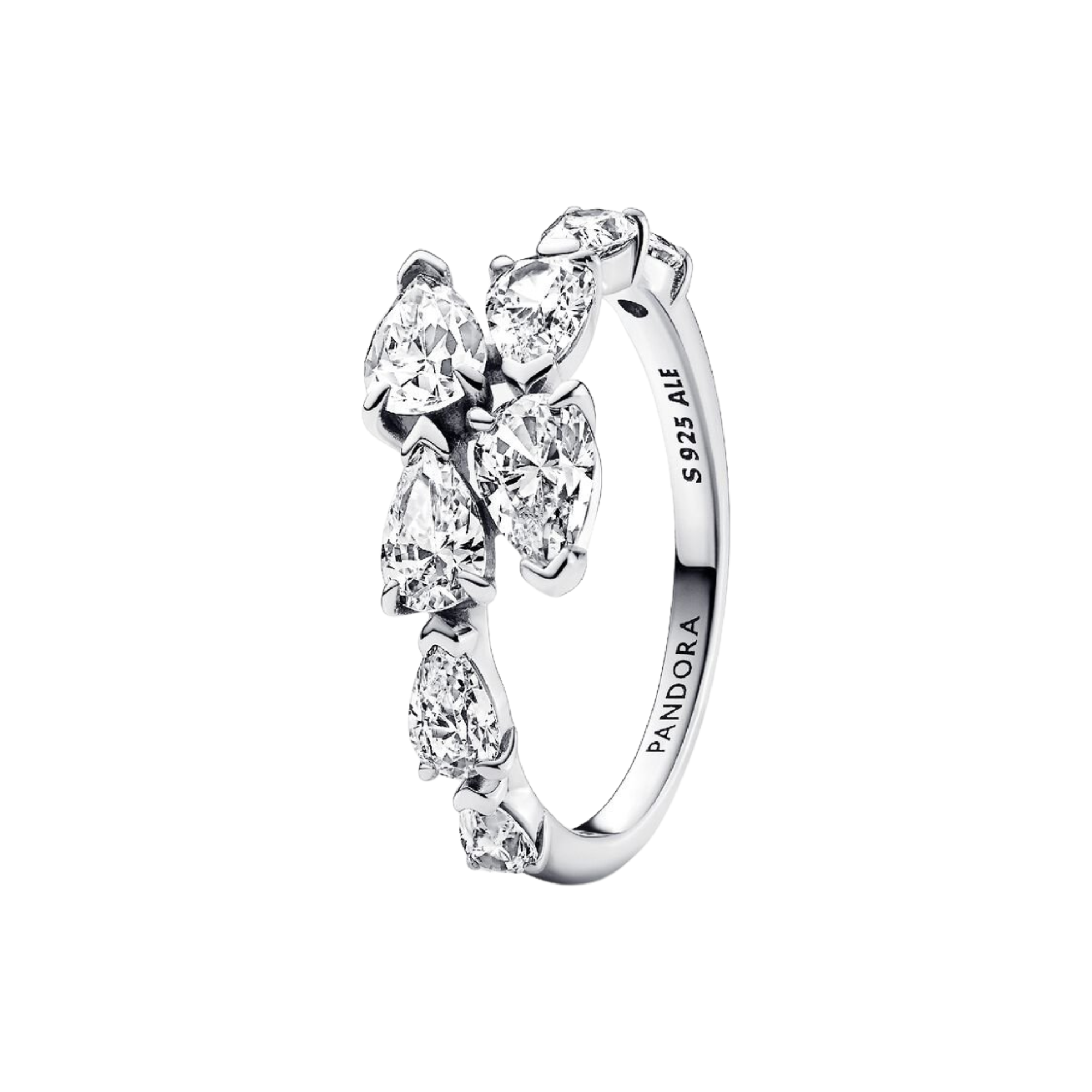 Anillo Pandora Banda Brillante Superpuesta  Color Plata - Bijuvera