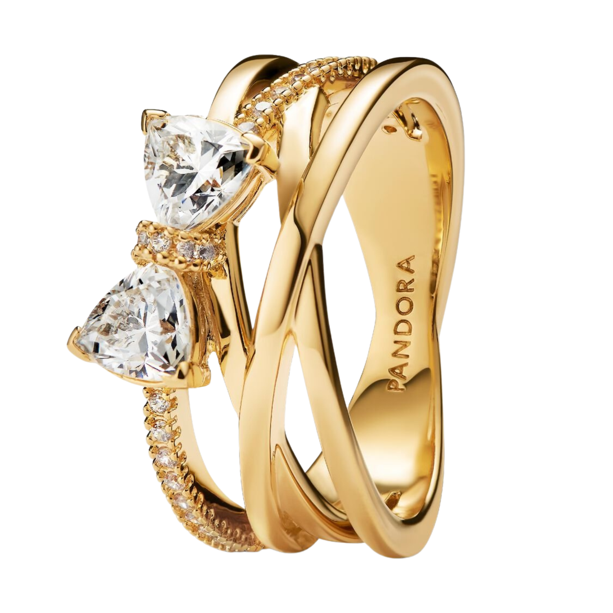 Anillo Pandora Banda Cruzada Lazo Brillante  - Bijuvera