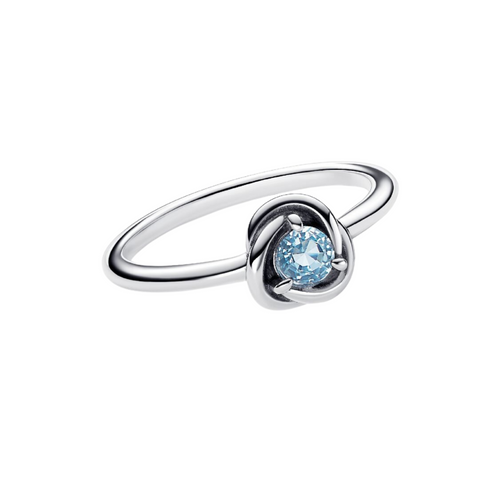 Anillo Pandora Círculo Eternity Azul Aguamarina - Bijuvera