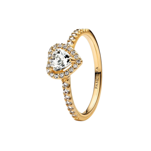 Anillo Pandora Color Oro Corazón en Relieve Blanco Brillante - Bijuvera