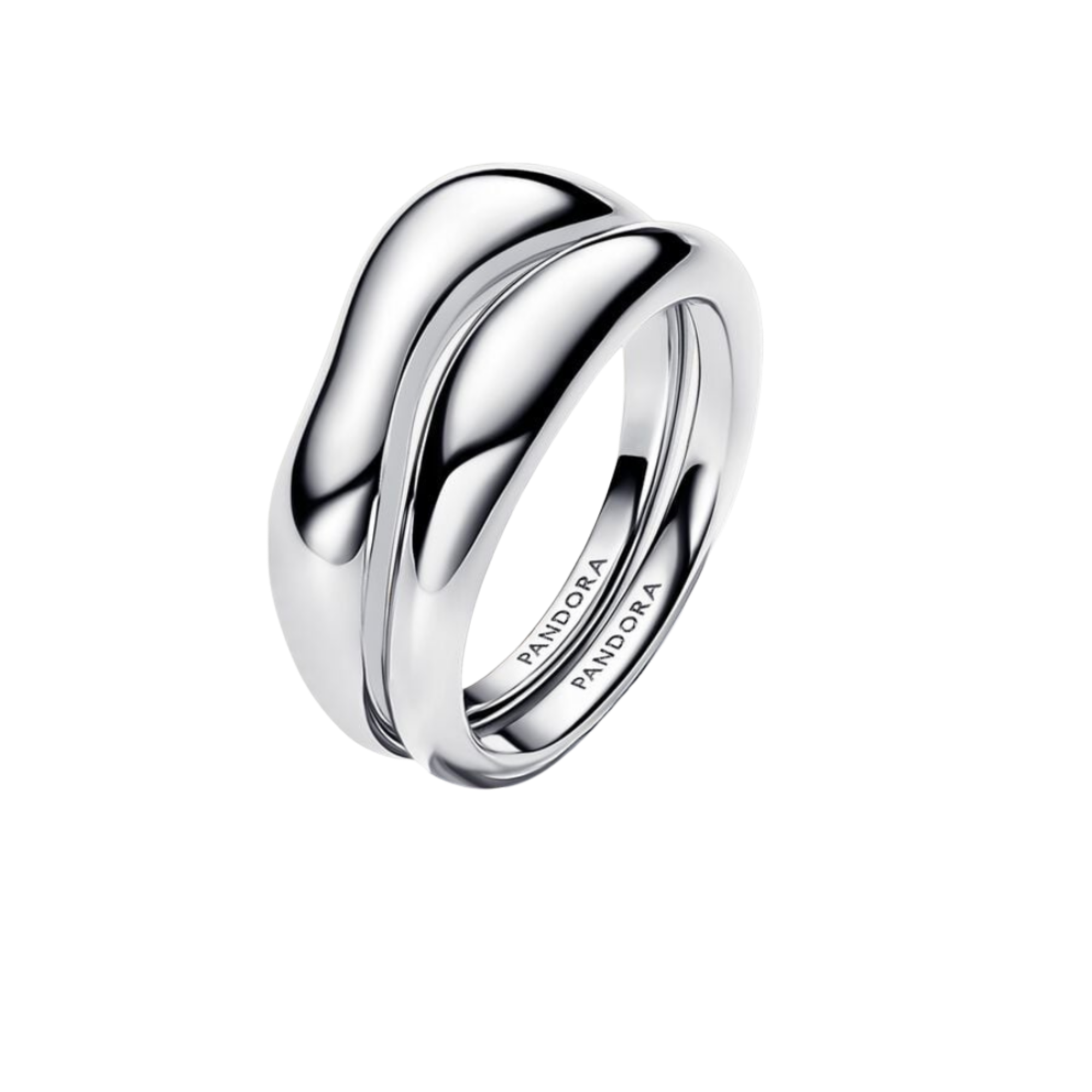 Anillo Pandora Combinables Forma Orgánica Color Plata - Bijuvera