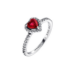 Anillo Pandora Corazón Nivelado Rojo Brillante - Bijuvera