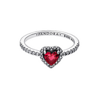 Anillo Pandora Corazón Nivelado Rojo Brillante - Bijuvera