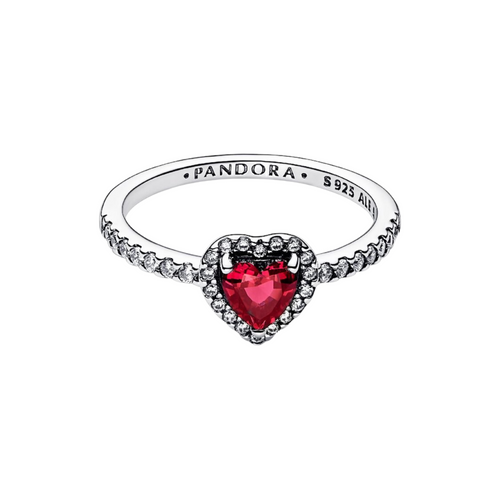 Anillo Pandora Corazón Nivelado Rojo Brillante - Bijuvera
