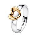 Anillo Pandora Corazón Radiante Deslizante Dos Tonos - Bijuvera