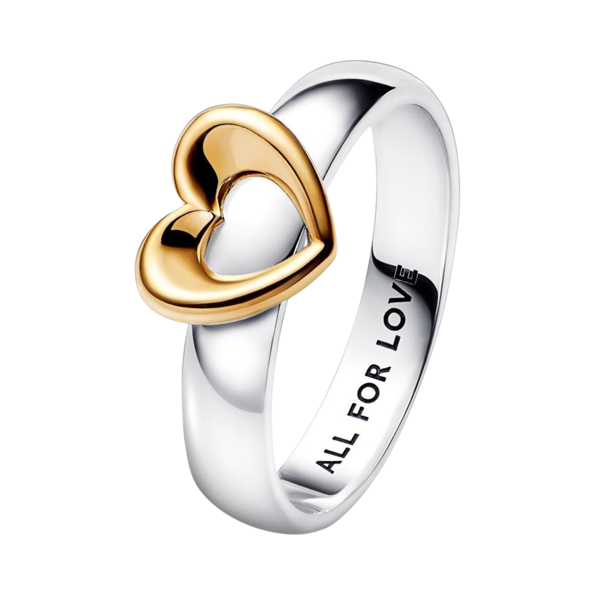 Anillo Pandora Corazón Radiante Deslizante Dos Tonos - Bijuvera
