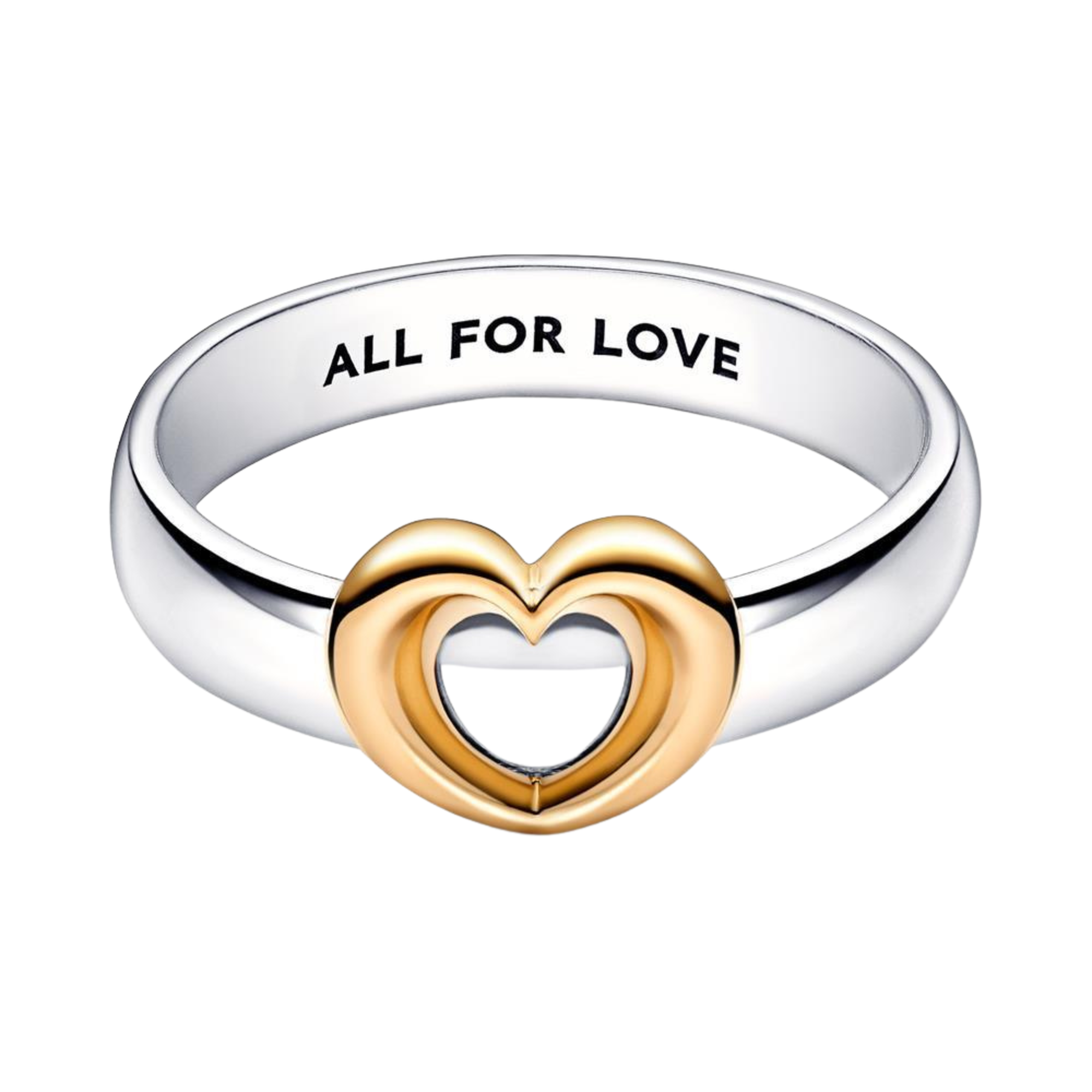 Anillo Pandora Corazón Radiante Deslizante Dos Tonos - Bijuvera