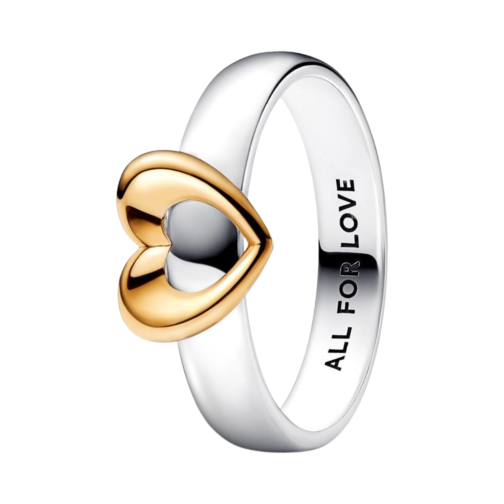 Anillo Pandora Corazón Radiante Deslizante Dos Tonos - Bijuvera