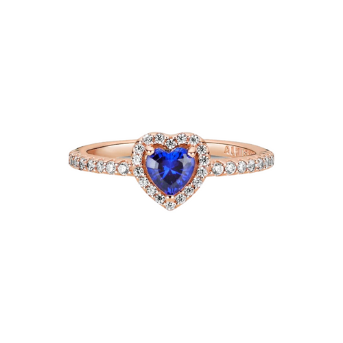 Anillo Pandora Corazón en Relieve Azul Brillante - Bijuvera