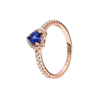 Anillo Pandora Corazón en Relieve Azul Brillante - Bijuvera