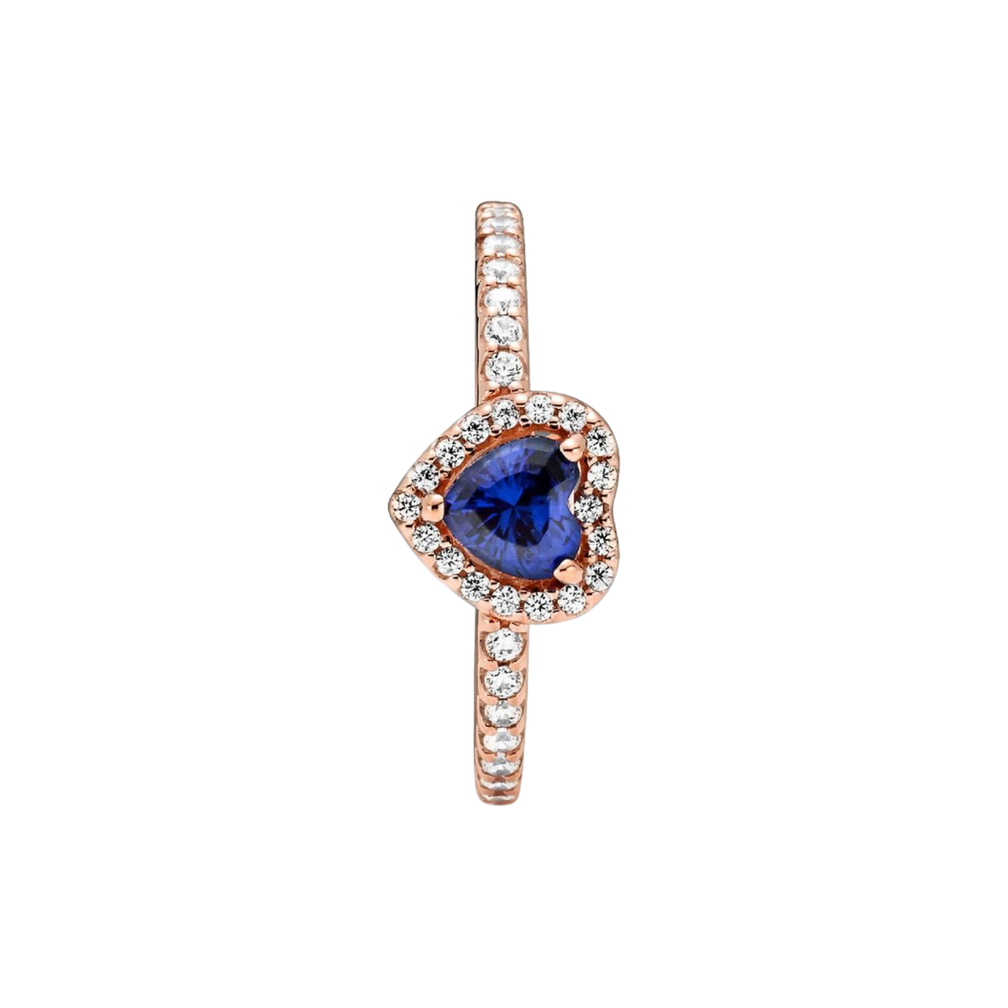 Anillo Pandora Corazón en Relieve Azul Brillante - Bijuvera