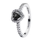 Anillo Pandora Corazón en Relieve Negro Brillante - Bijuvera