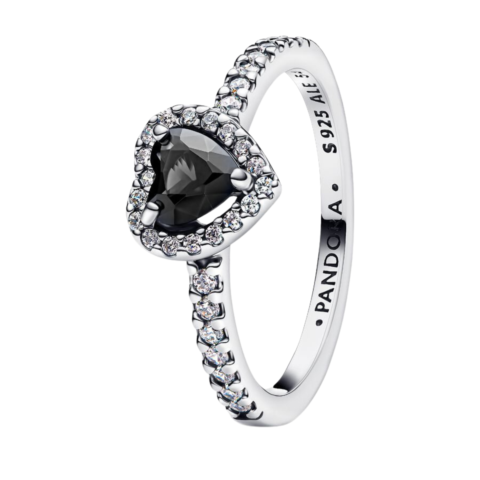 Anillo Pandora Corazón en Relieve Negro Brillante - Bijuvera