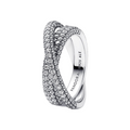Anillo Pandora Doble Banda Cruzada en Pavé - Bijuvera