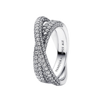Anillo Pandora Doble Banda Cruzada en Pavé - Bijuvera