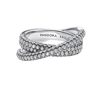 Anillo Pandora Doble Banda Cruzada en Pavé - Bijuvera