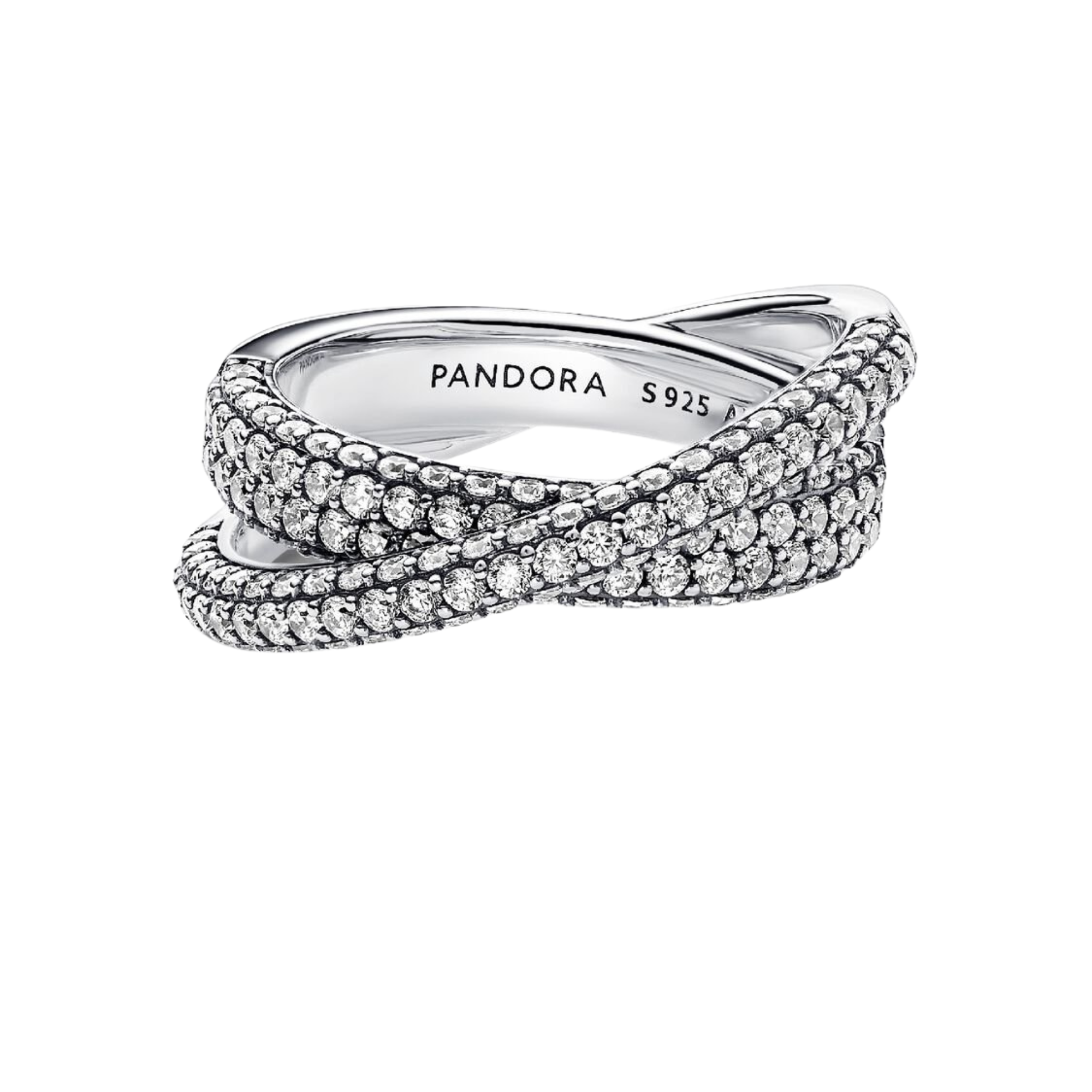 Anillo Pandora Doble Banda Cruzada en Pavé - Bijuvera