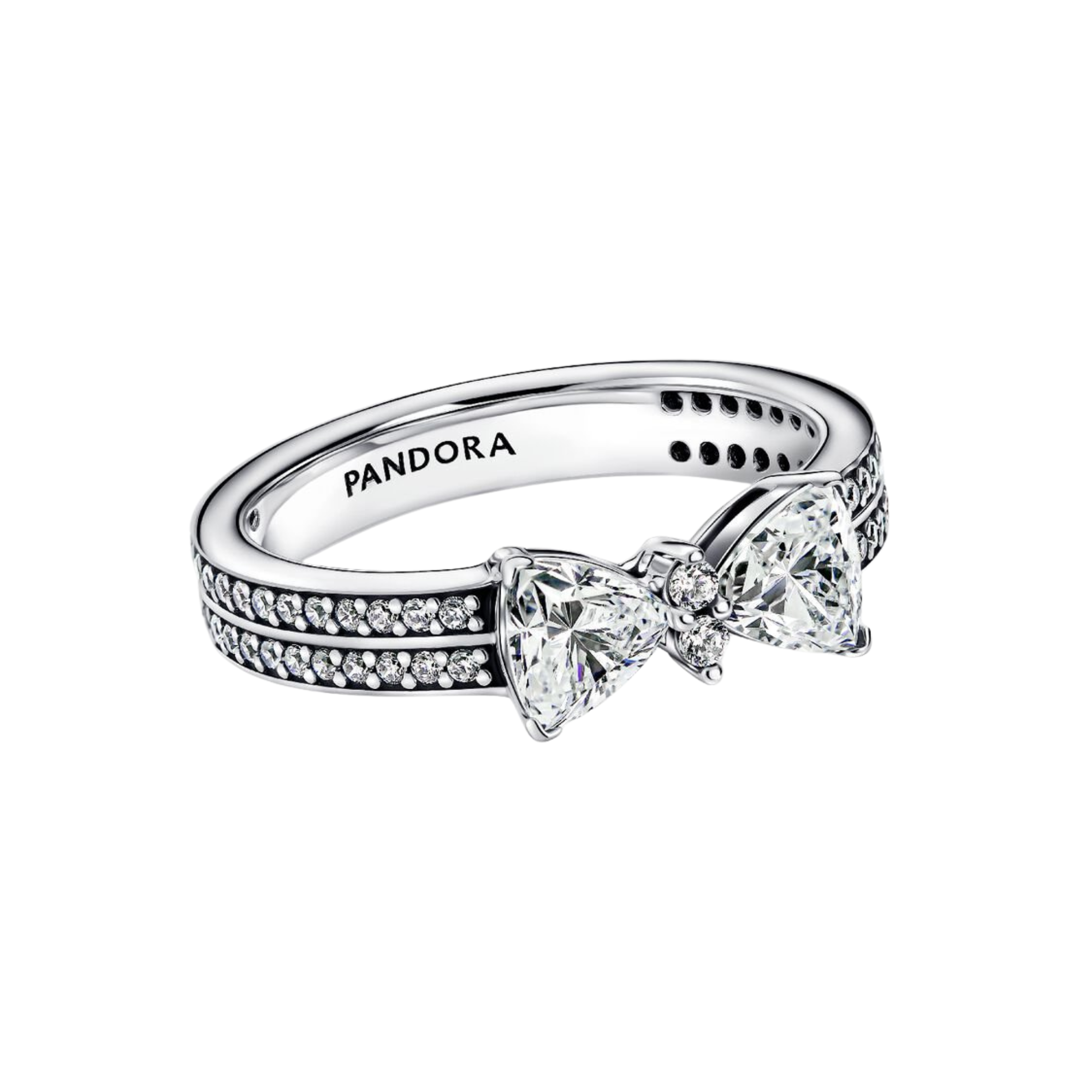 Anillo Pandora Doble Banda Lazo Brillante  - Bijuvera