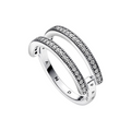 Anillo Pandora Doble Banda Logo y Pavé Pandora Signature - Bijuvera