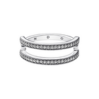 Anillo Pandora Doble Banda Logo y Pavé Pandora Signature - Bijuvera