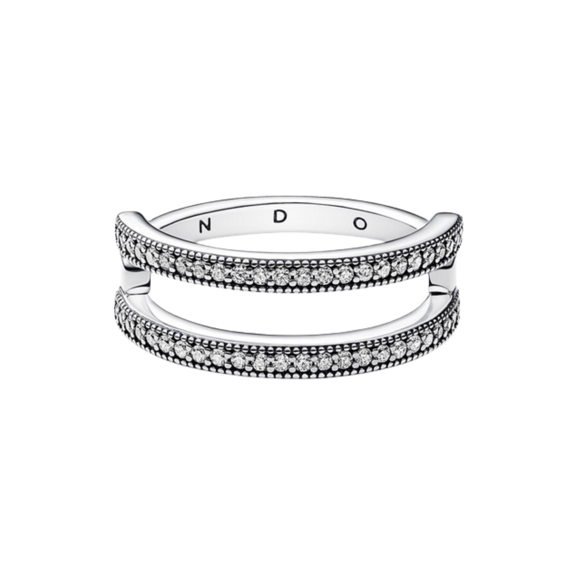 Anillo Pandora Doble Banda Logo y Pavé Pandora Signature - Bijuvera