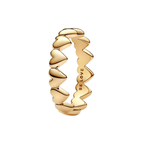 Anillo Pandora Fila de Corazones Color Oro - Bijuvera