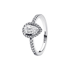 Pandora Halo Ring Brilliant Pear Cut Silver Color - Bijuvera