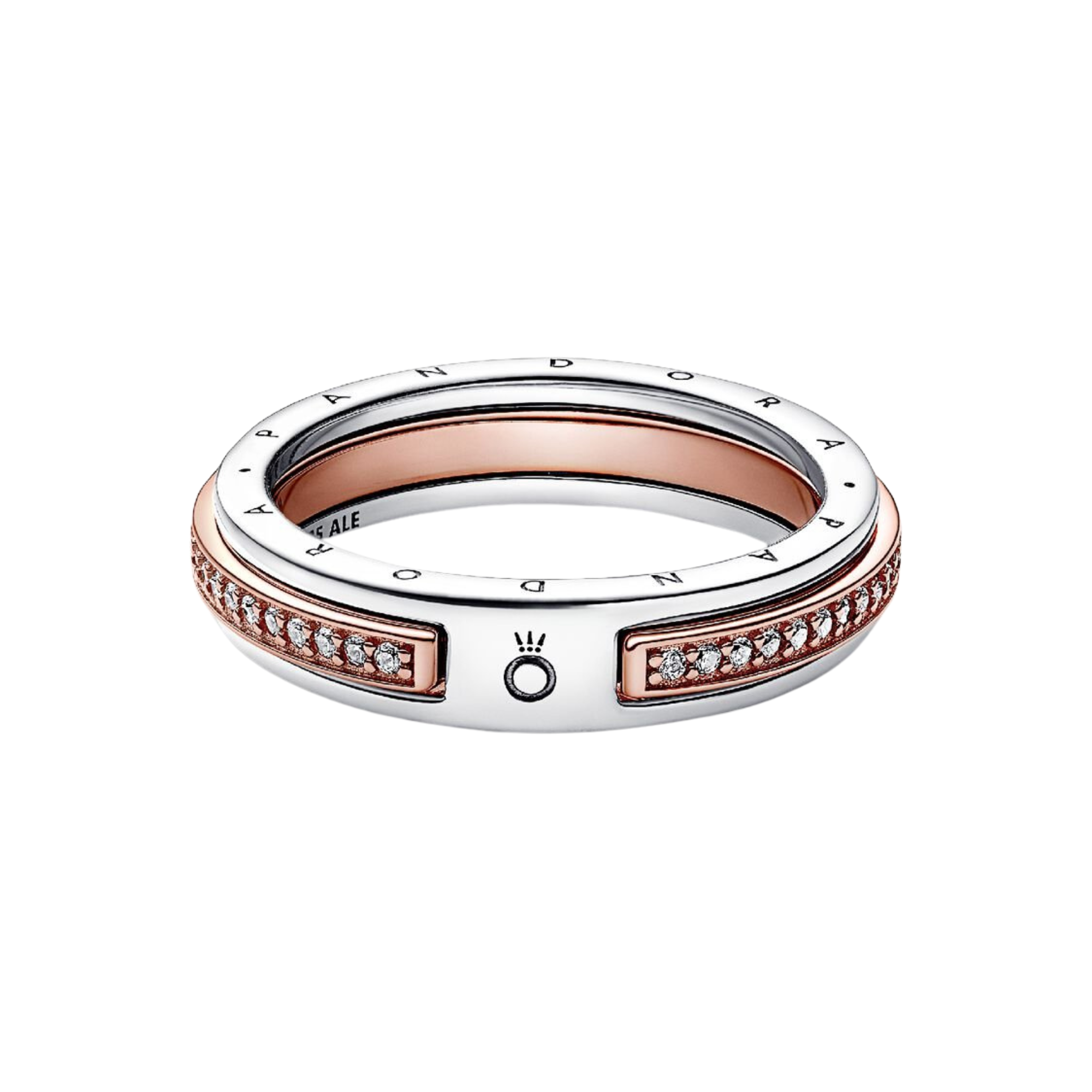 Anillo Pandora Logo y Pavé en Dos Tonos Pandora Signature - Bijuvera