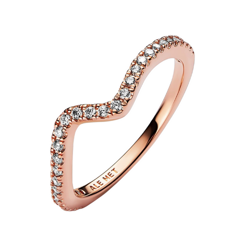 Anillo Pandora Ola Brillante Color Oro Rosa - Bijuvera