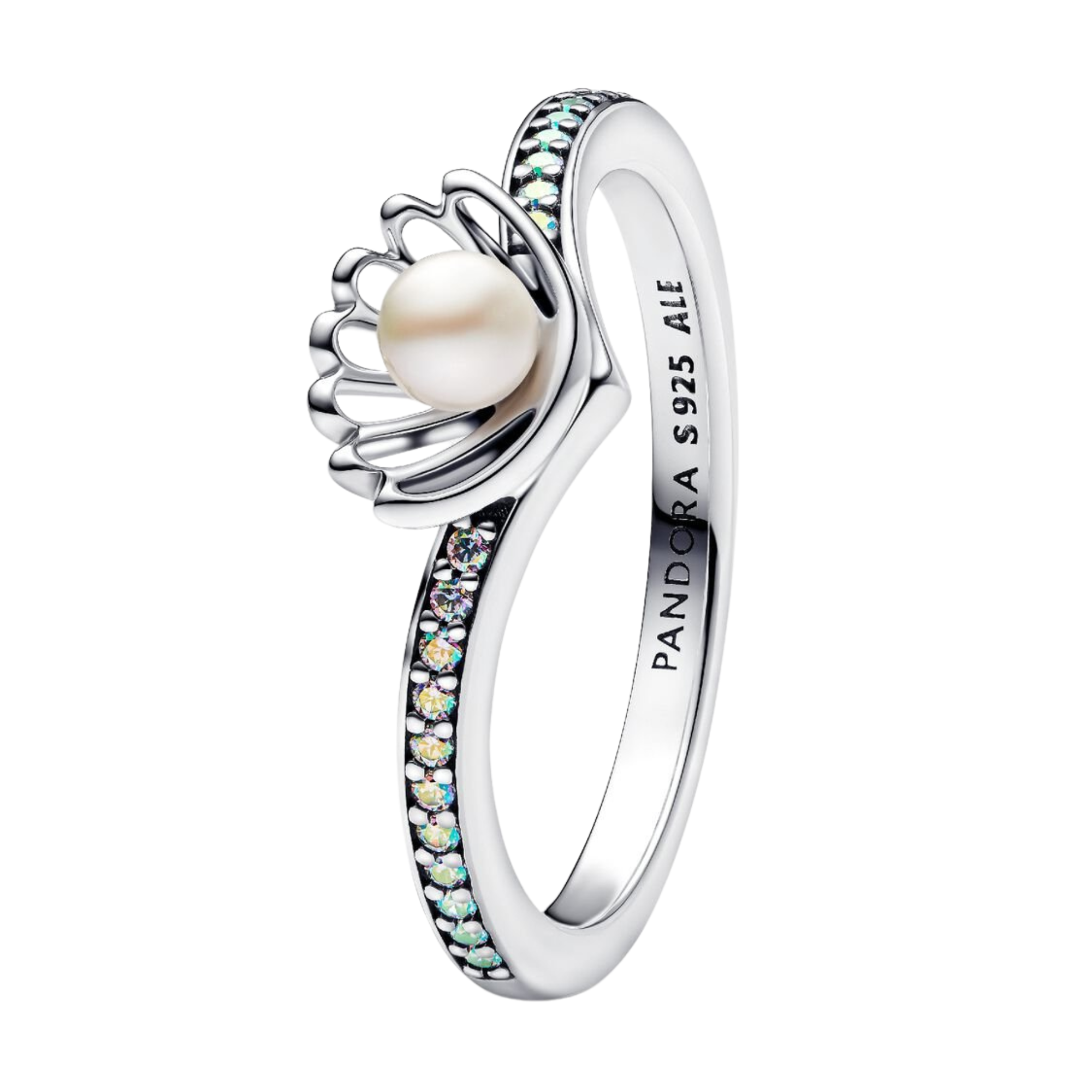 Anillo Pandora Perla Cultivada de Agua Dulce Tratada Concha Princesa Ariel de Disney  - Bijuvera