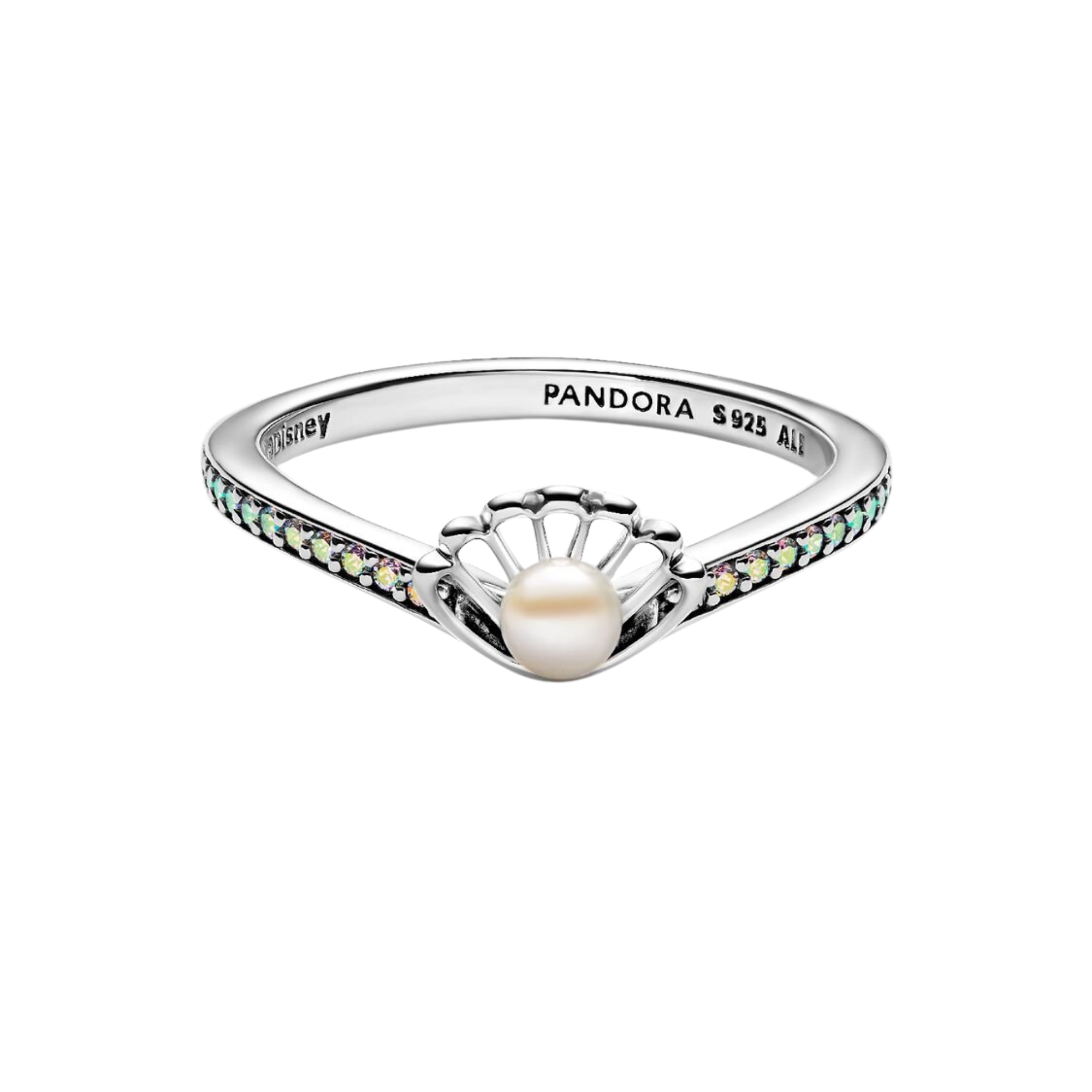 Anillo Pandora Perla Cultivada de Agua Dulce Tratada Concha Princesa Ariel de Disney  - Bijuvera