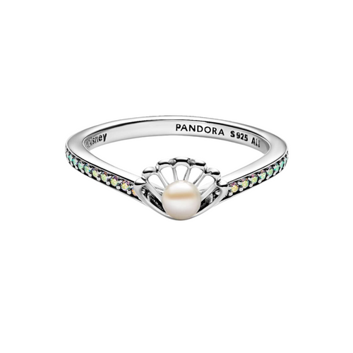 Anillo Pandora Perla Cultivada de Agua Dulce Tratada Concha Princesa Ariel de Disney  - Bijuvera