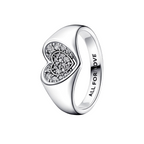 Anillo Pandora Sello Corazón Radiante en Pavé - Bijuvera