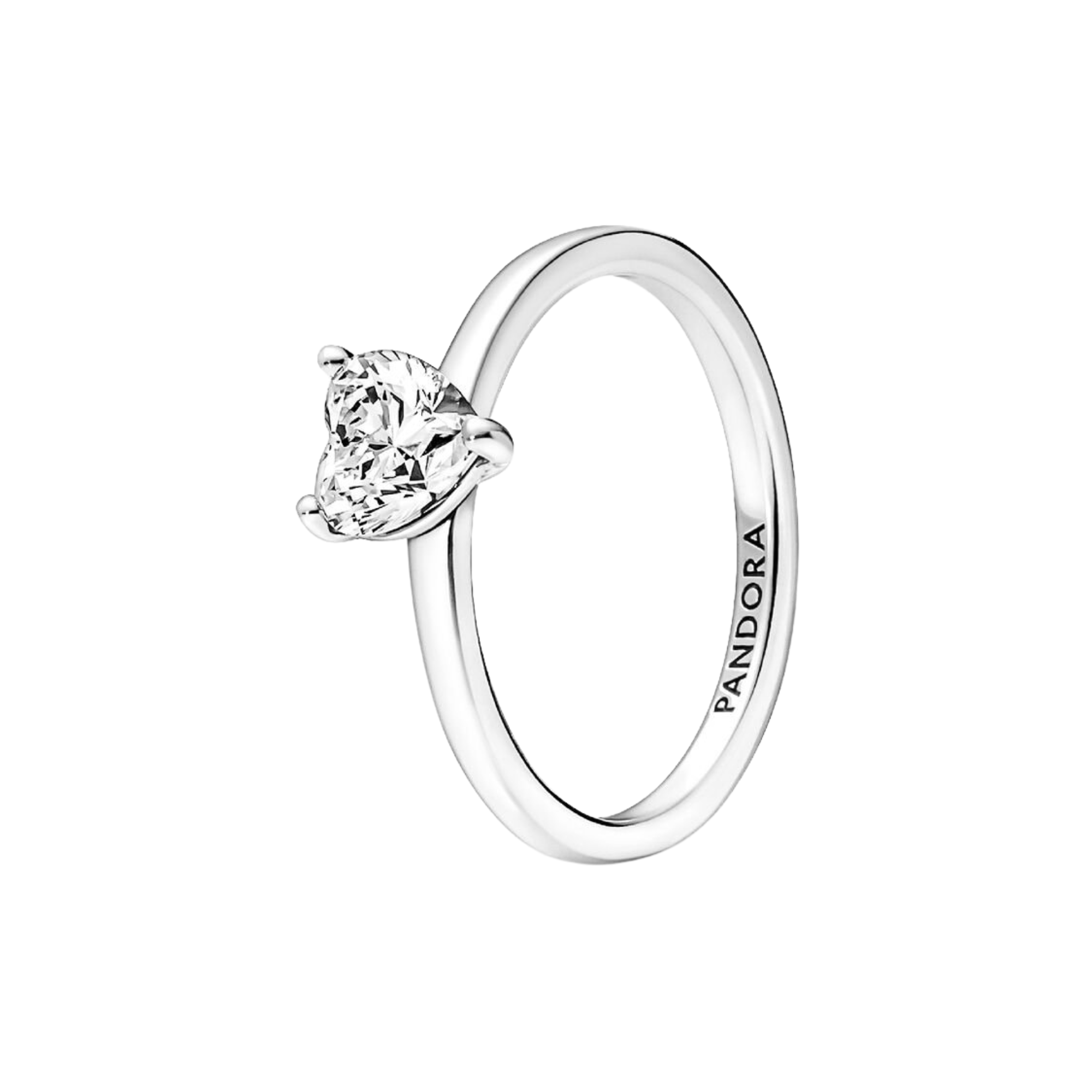 Anillo Pandora Solitario Corazón Brillante  - Bijuvera